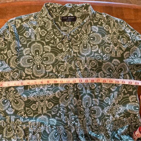Lane Bryant Size 20 Green Medallion Print Tiered Maxi Shirt Dress - Picture 4 of 5